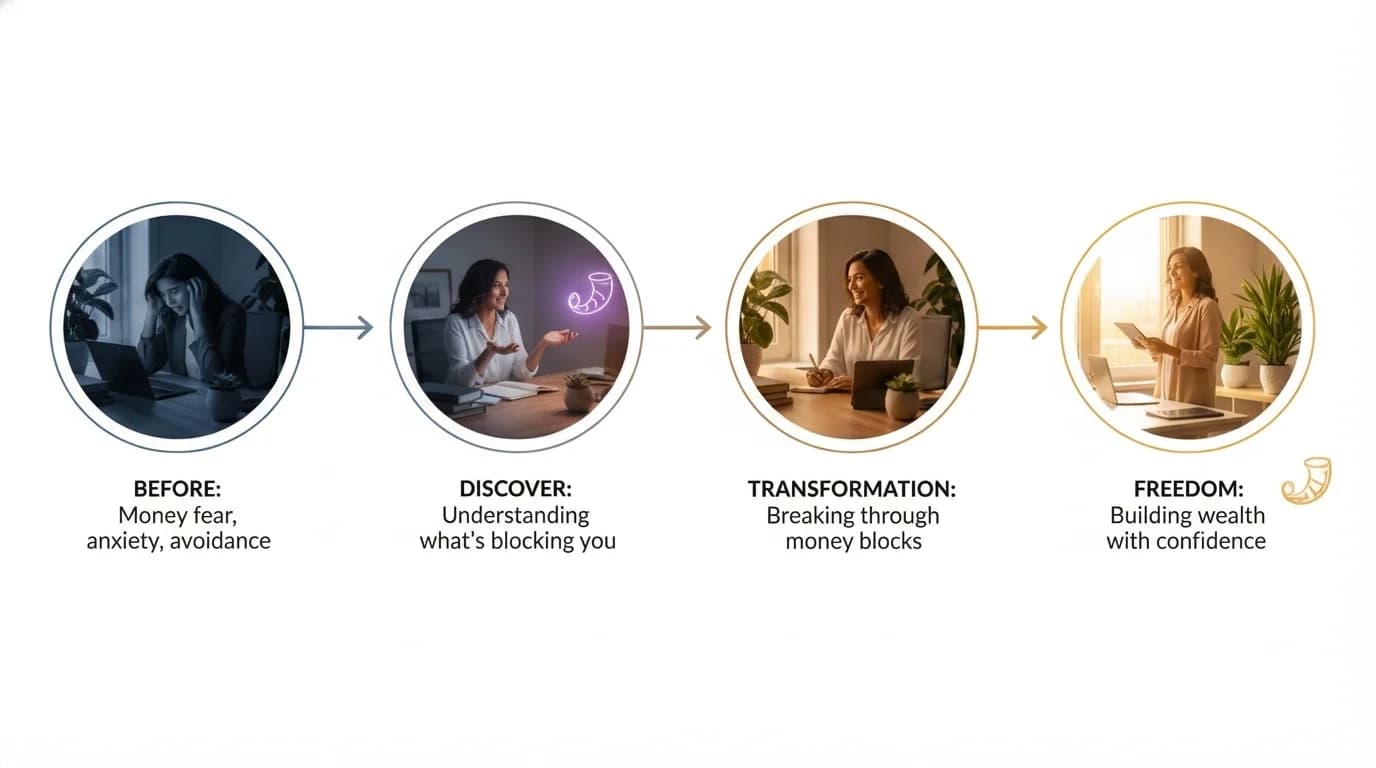 4-stage customer journey from money fear to financial freedom with Sophia